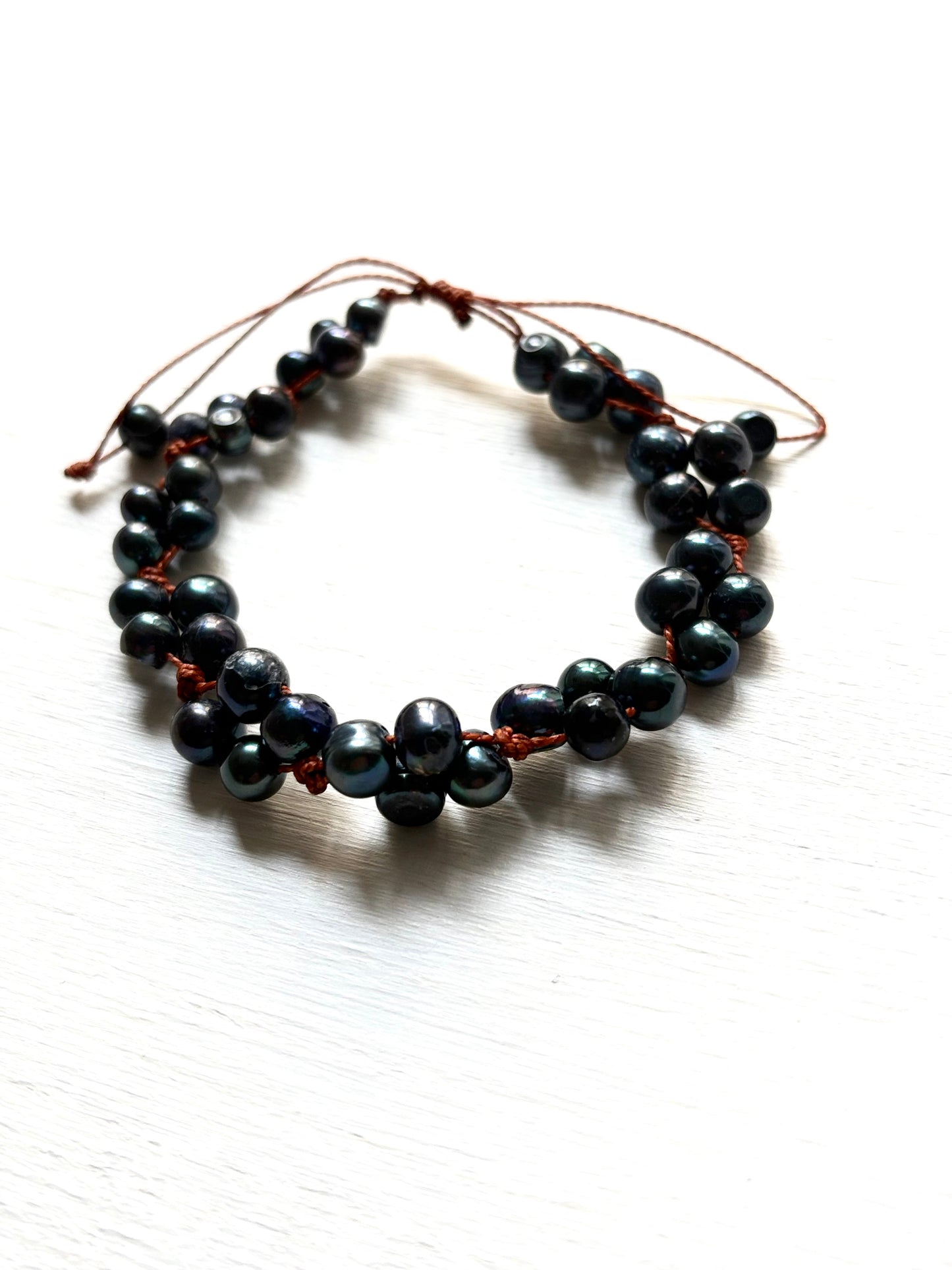 Cultured Black Baroque Pearls Woven Bracelet
