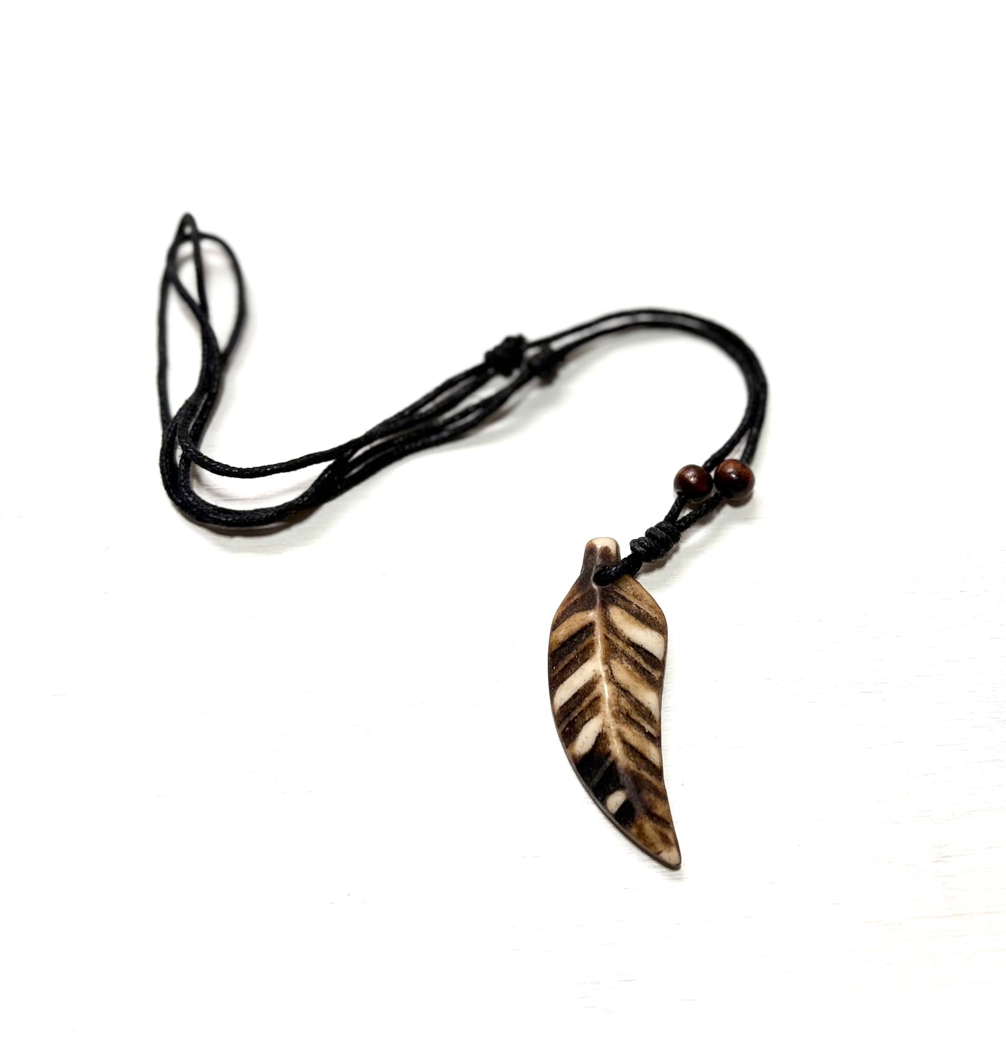 Carved Leaf (Kahoa Bone) Pendant