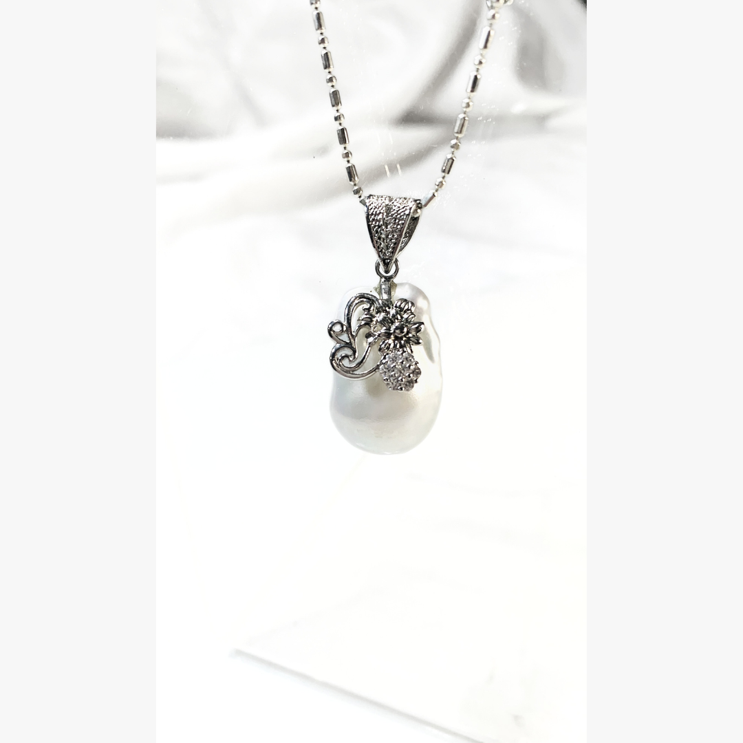 Cultured White Baroque Pearl Necklace