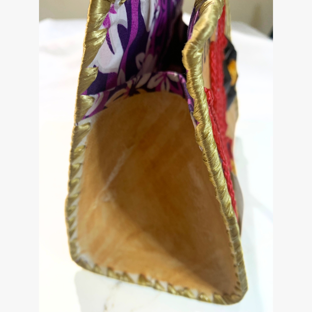 Handcrafted Tapa Handbag (Decorated with Cord & Coconut Shell)