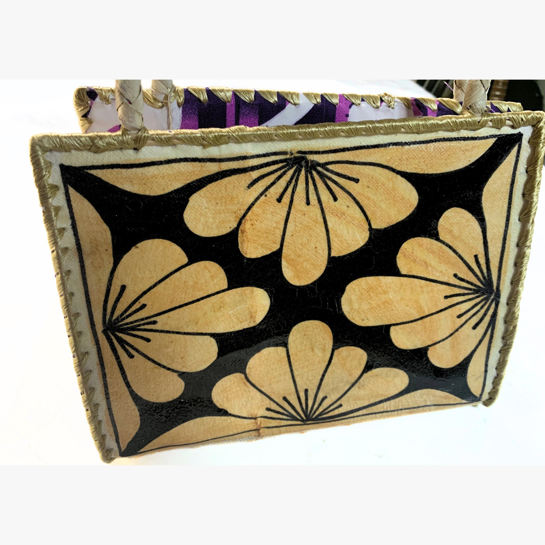 Handcrafted Tapa Handbag (Decorated with Cord & Coconut Shell)