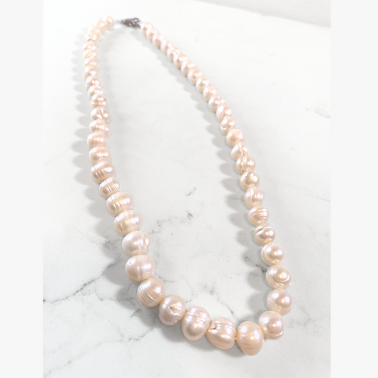 Cultured Pink Baroque Pearl Necklace 7 mm