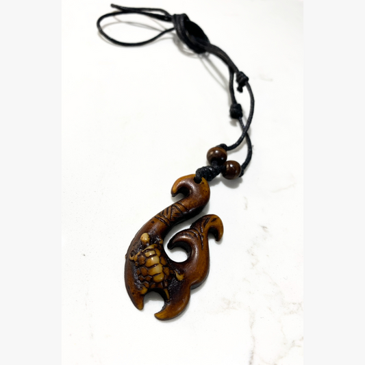 Hook & Turtle Pendant (Kahoa Bone)