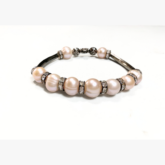 Elegant Cultured Pink Baroque Pearl Bracelet