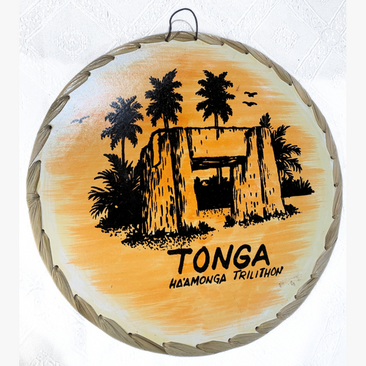 Hand-painted Tapa Wall Art of Ha'amonga Trilithon on Tongatapu Island