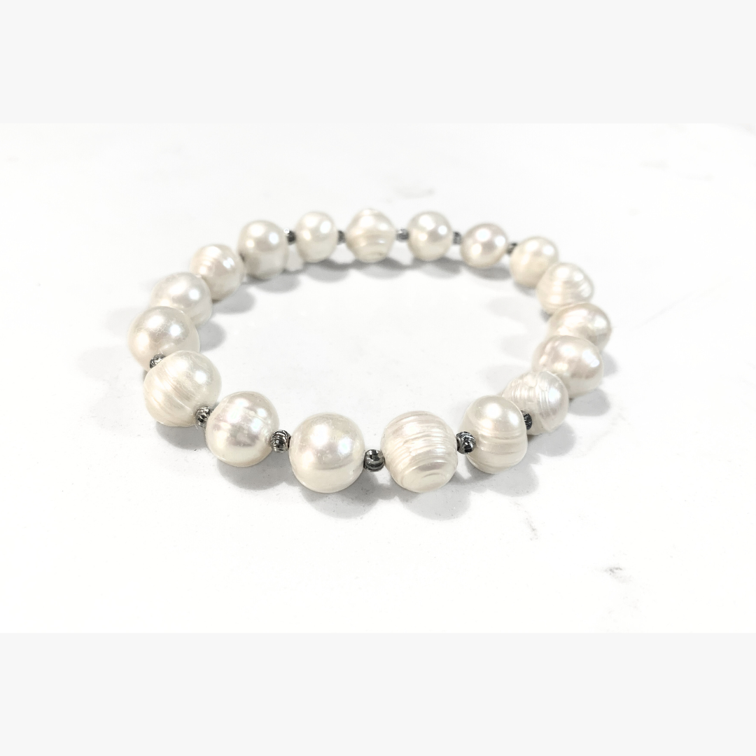 South Sea Cultured White Baroque Pearl Bracelet (Tonga) 9-11 mm