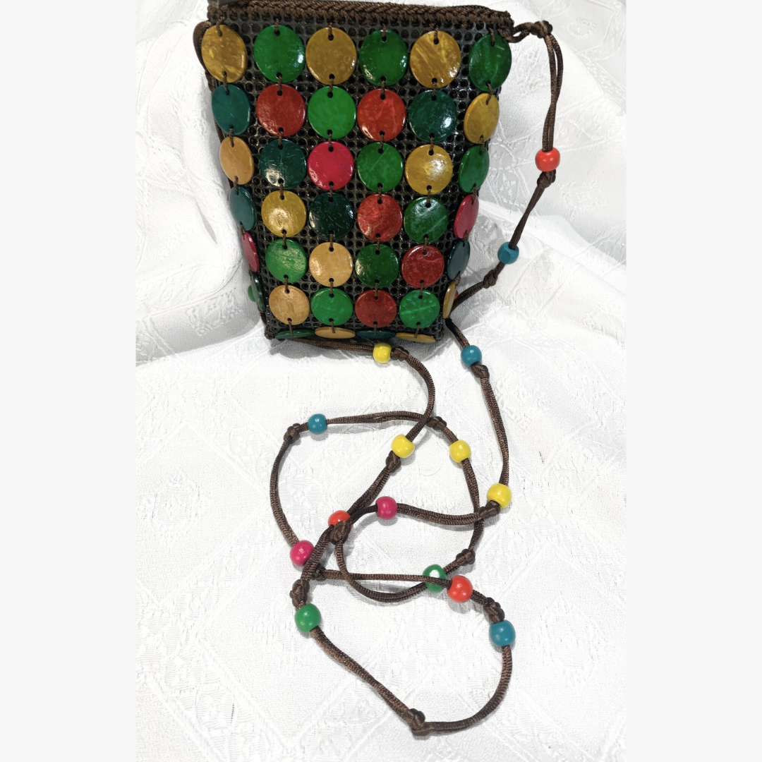 Polished Multi-Coloured Coconut Shell Handbag
