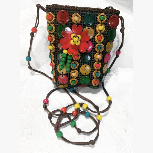 Polished Multi-Coloured Coconut Shell Handbag