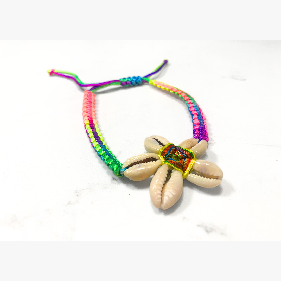 Braided Rainbow Bracelet With Shells