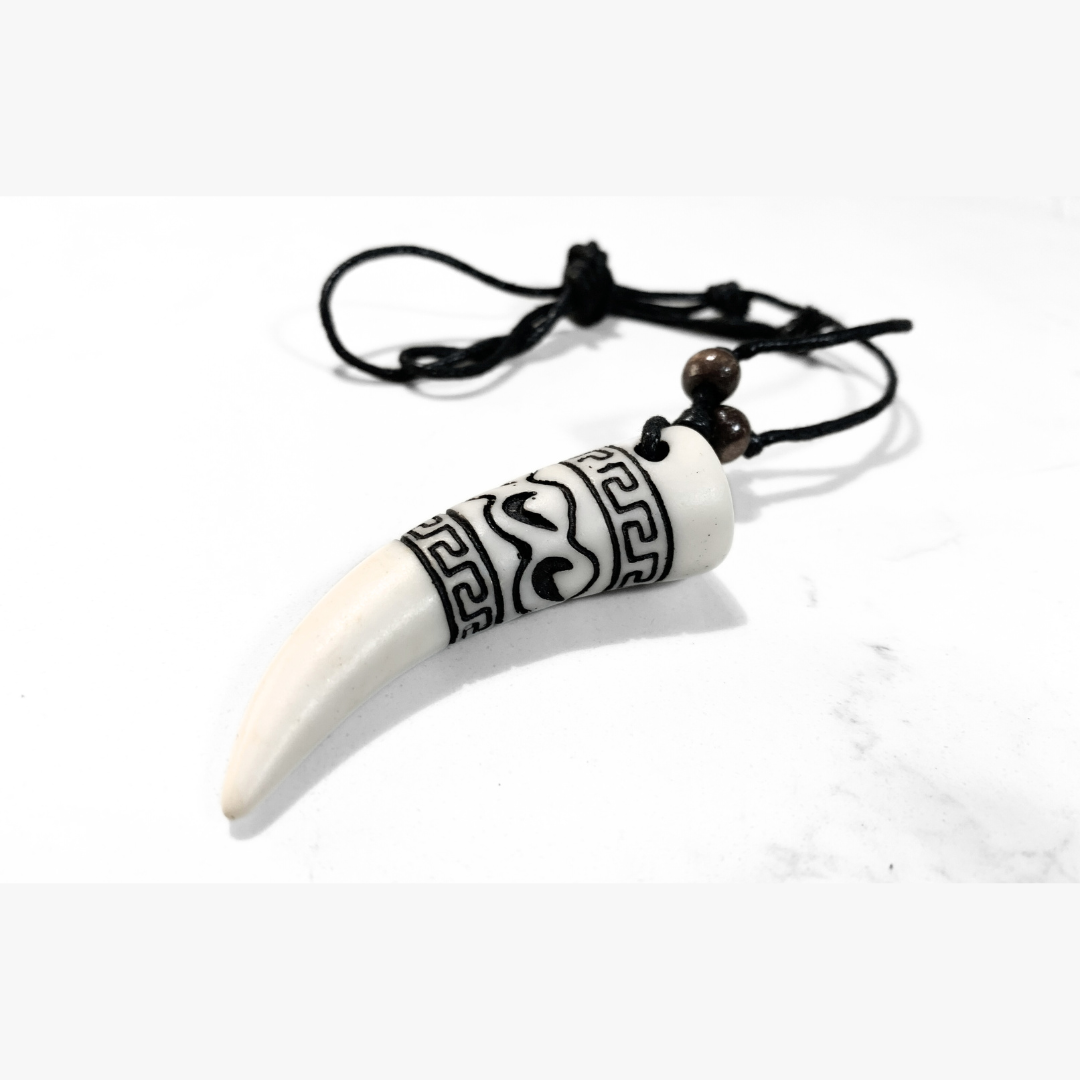 Kahoa Bone Pendant with Tongan Tribal Carvings