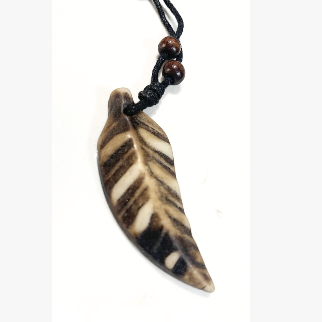 Carved Leaf (Kahoa Bone) Pendant