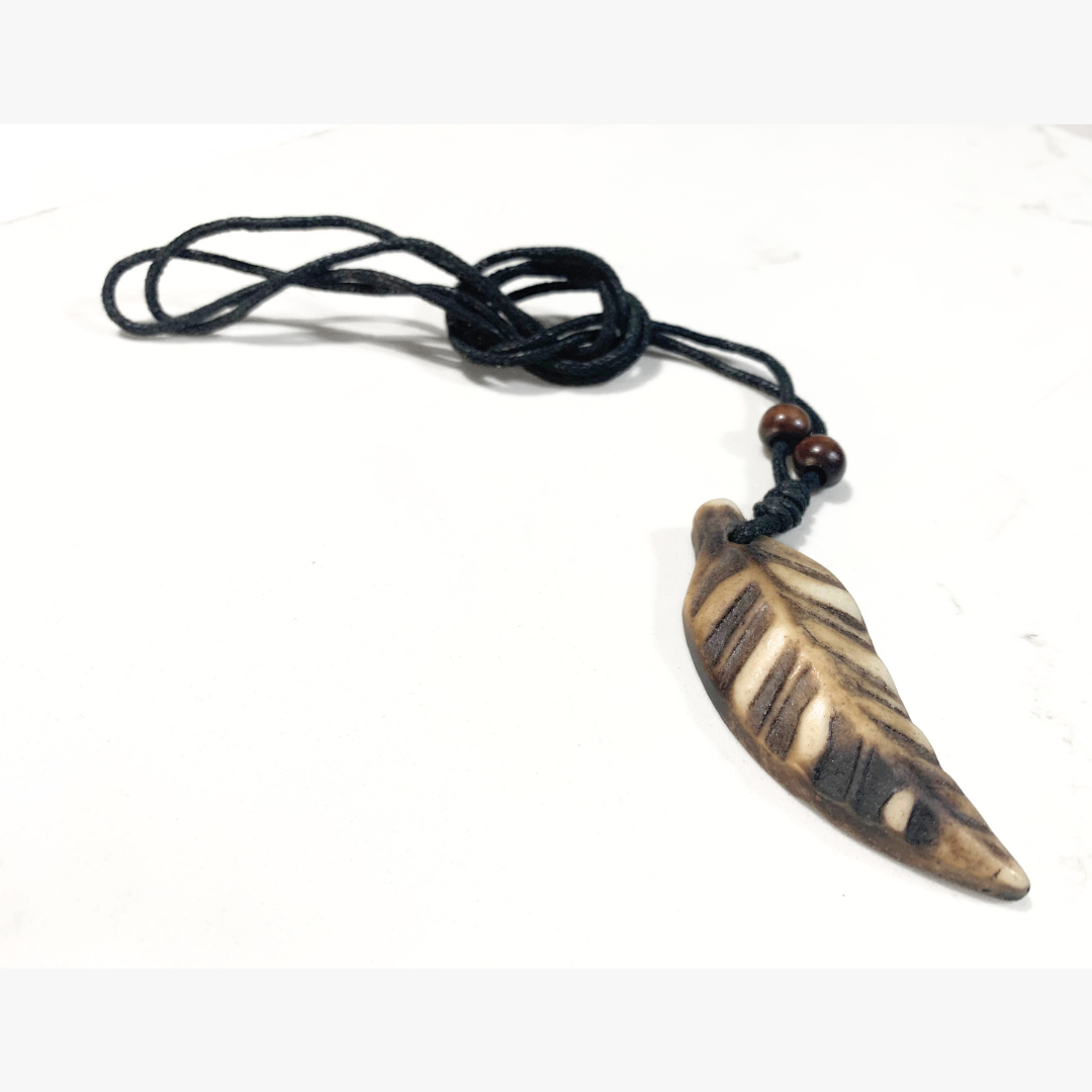 Carved Leaf (Kahoa Bone) Pendant