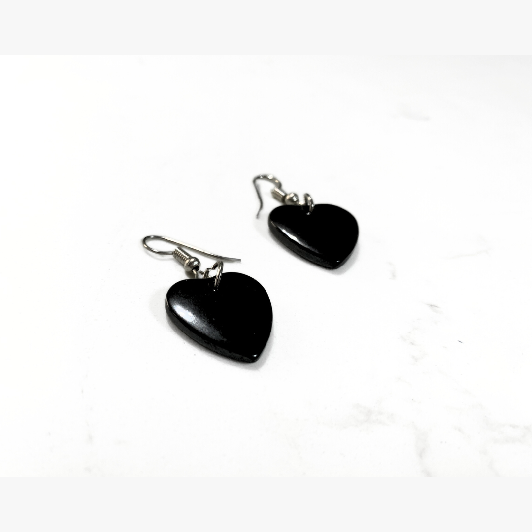 Deep Sea Stone Heart-Shaped Earrings