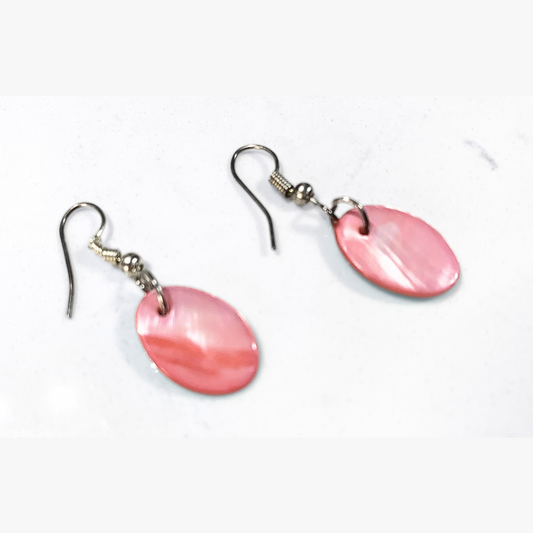 "Pretty in Pink" Oval Shaped Shell Earrings