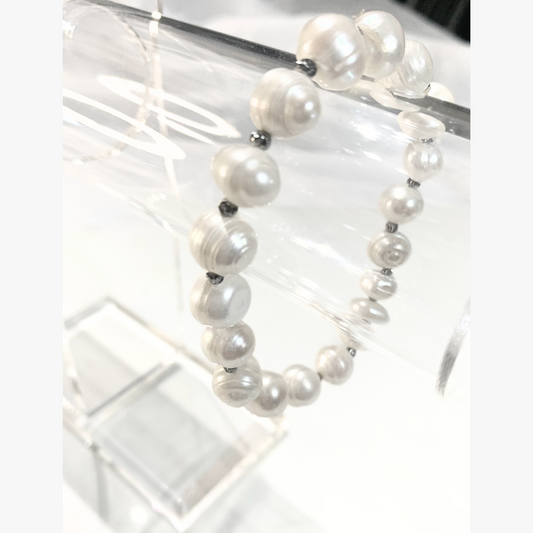 South Sea Cultured White Baroque Pearl Bracelet (Tonga) 9-11 mm