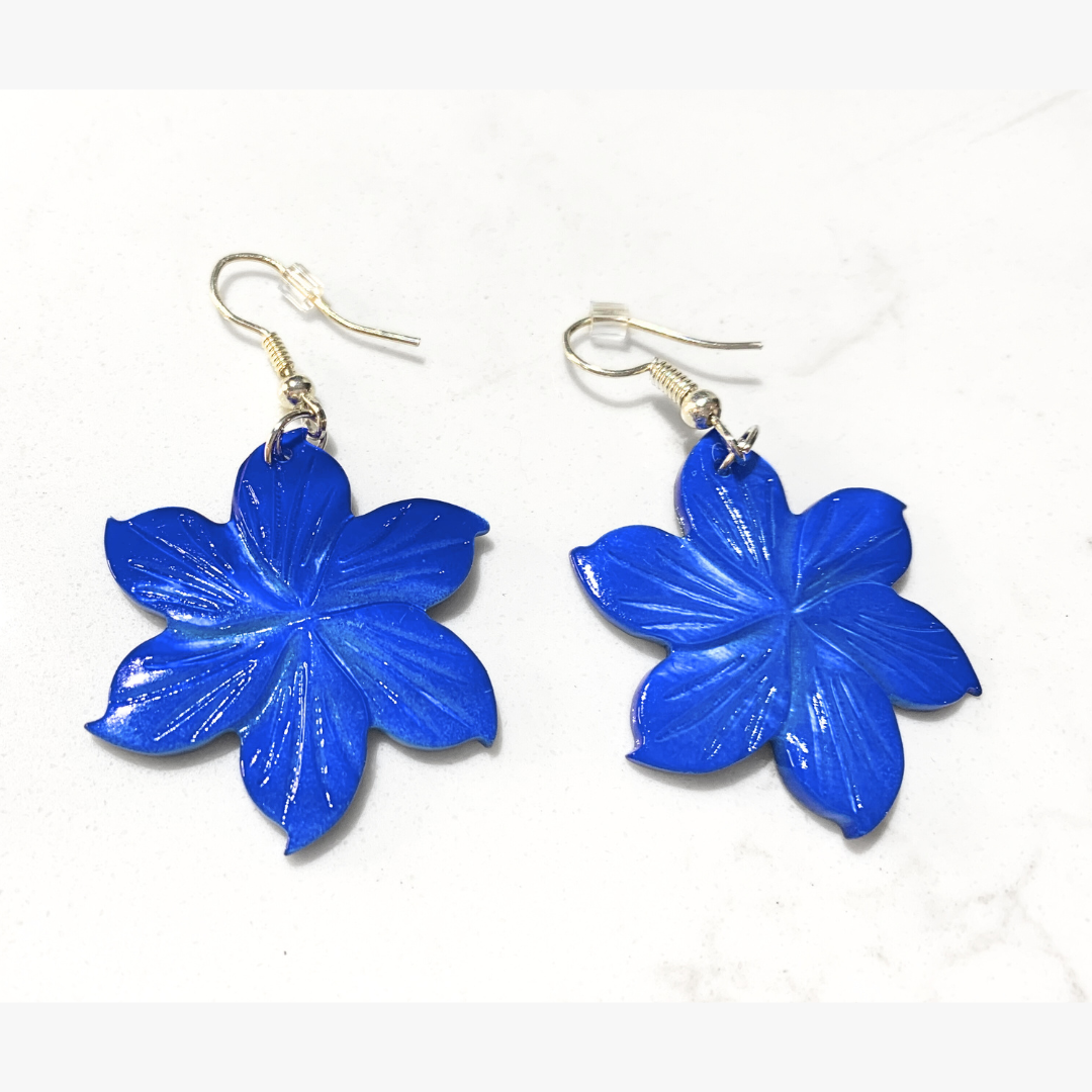 Floral Shell Earrings (Red, Pink, Blue & Black)