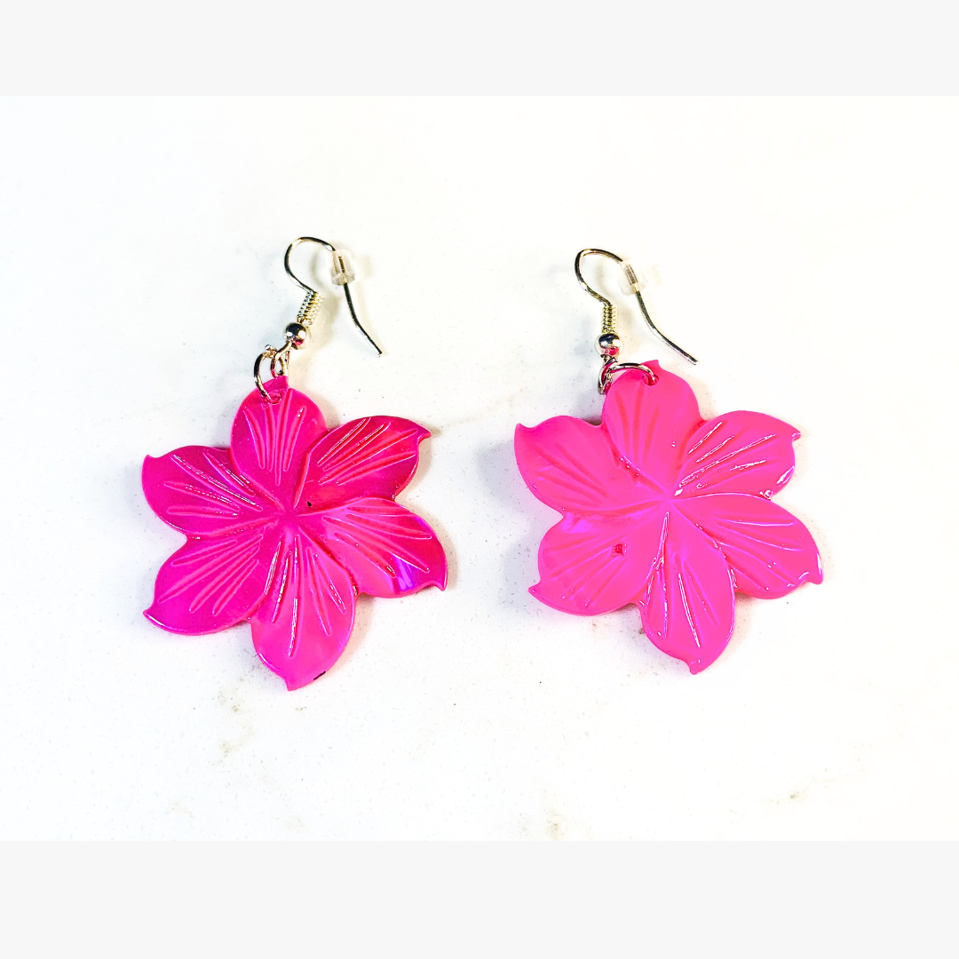 Floral Shell Earrings (Red, Pink, Blue & Black)