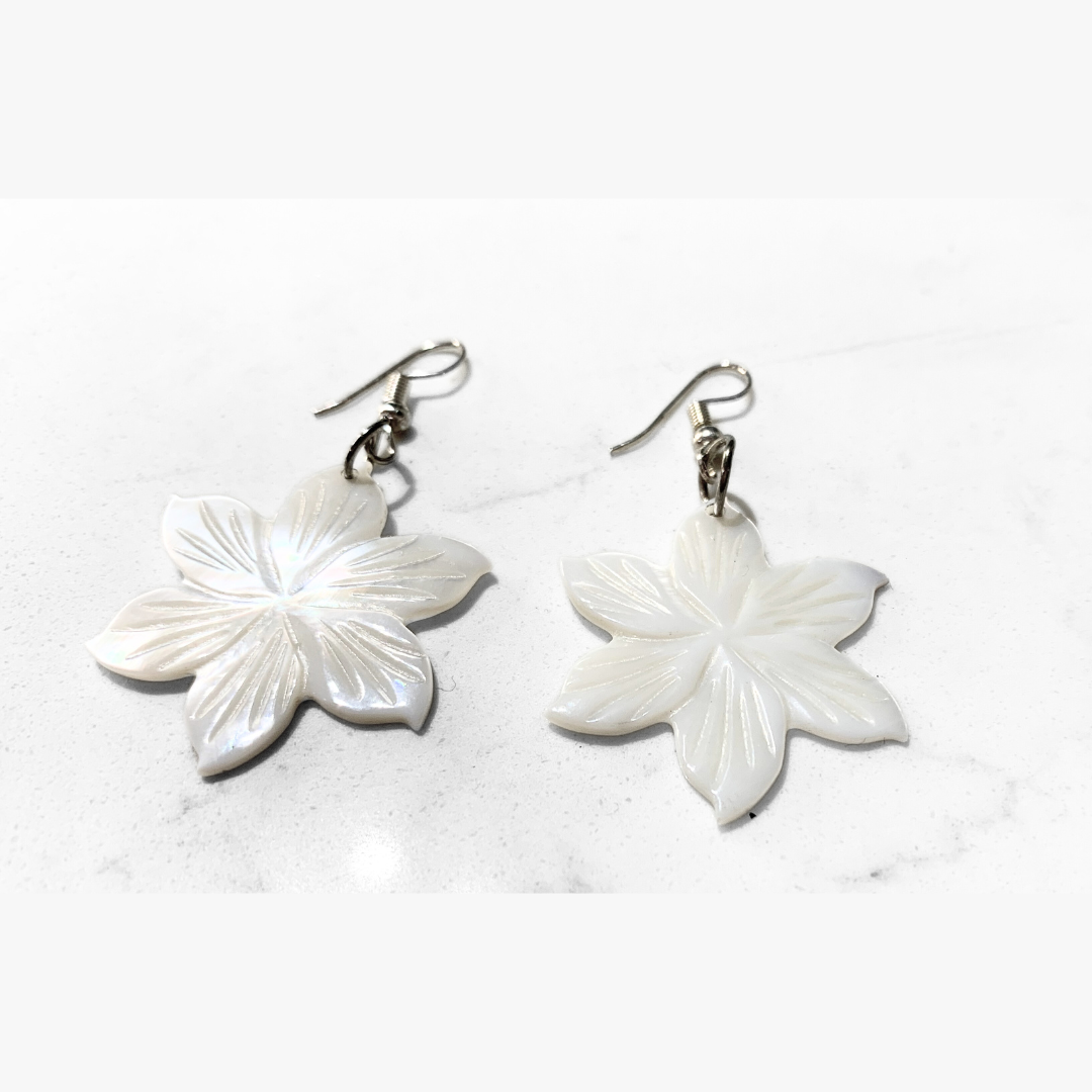 Floral Shell Earrings (Red, Pink, Blue & Black)