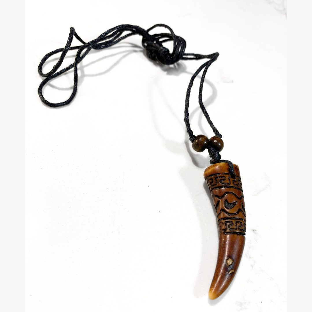 Kahoa Bone Pendant with Tongan Tribal Carvings