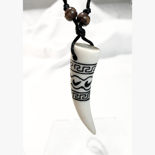 Kahoa Bone Pendant with Tongan Tribal Carvings
