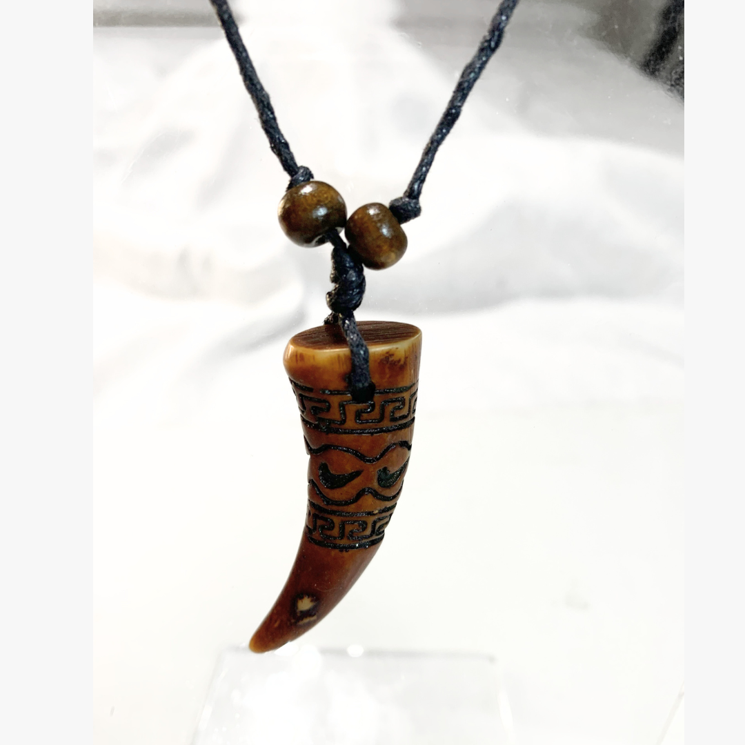Kahoa Bone Pendant with Tongan Tribal Carvings