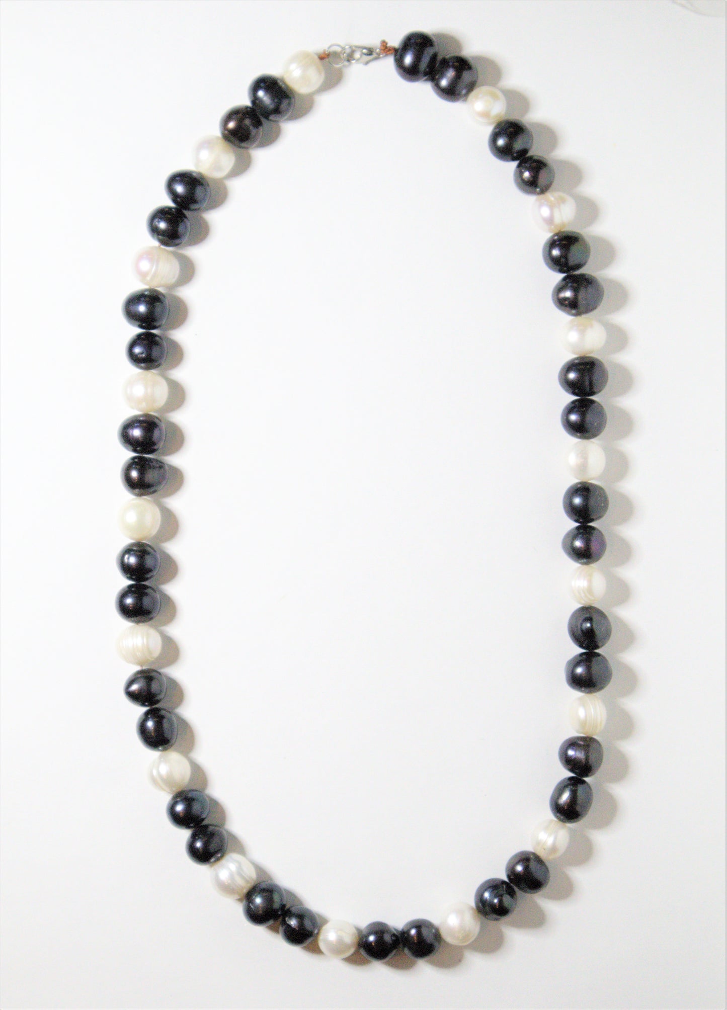 South Sea (Tonga) Cultured Black & White Baroque Pearl Necklace 11-13 mm