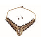 South Sea Cultured Bronze and Black Pearls With a Mother of Pearl Shell Woven Necklace & Earrings