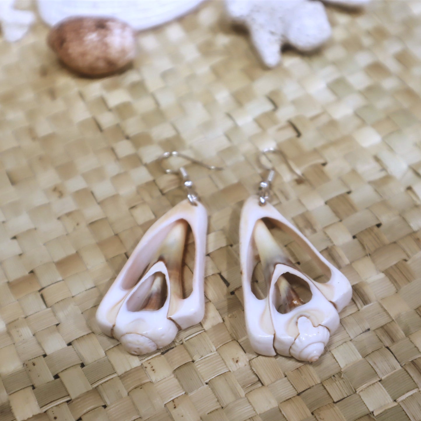 Cross-Cut Shell Necklace & Earrings