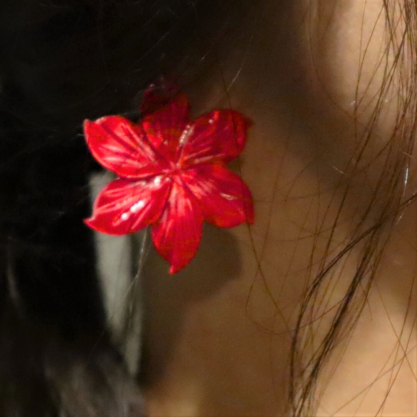 Floral Shell Earrings (Red, Pink, Blue & Black)