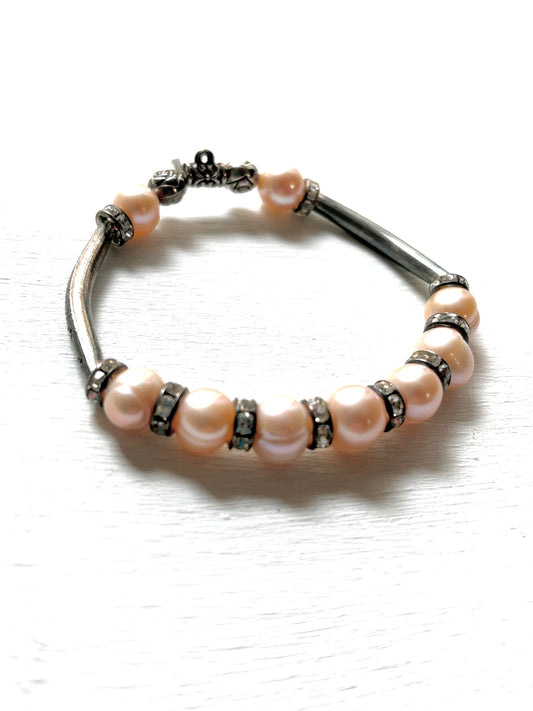 Elegant Cultured Pink Baroque Pearl Bracelet