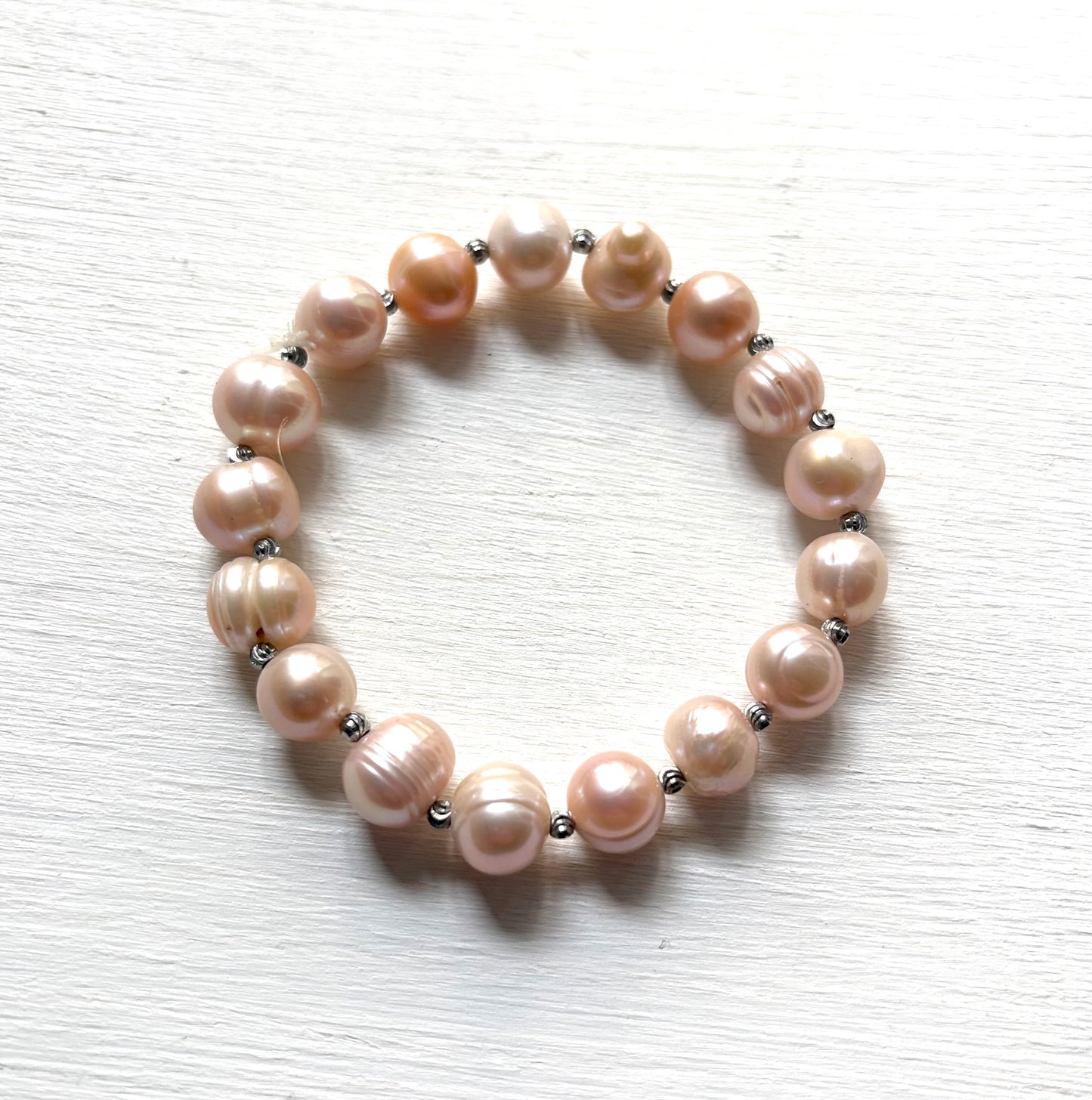 Cultured Soft Pink Baroque Pearl Bracelet 7-9 mm