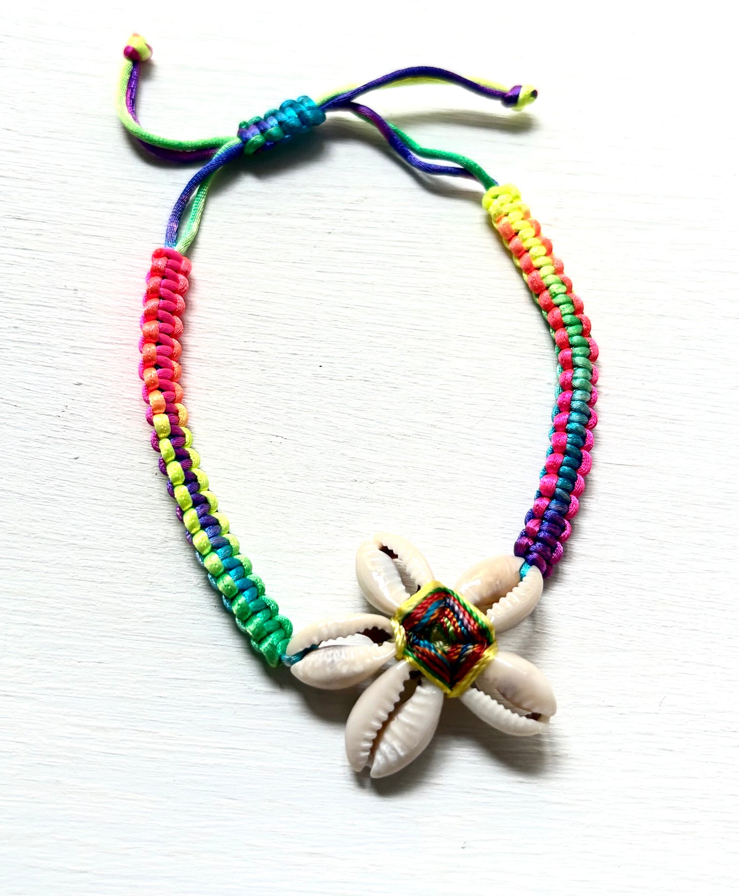Braided Rainbow Bracelet With Shells