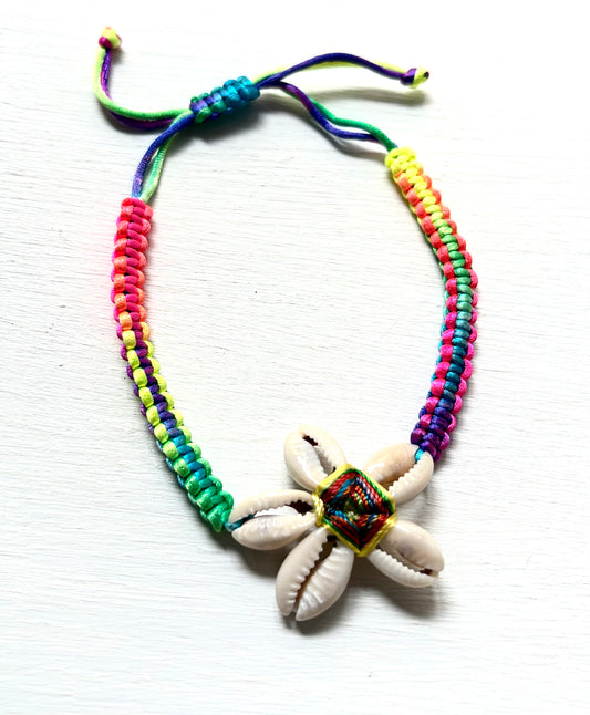 Braided Rainbow Bracelet With Shells