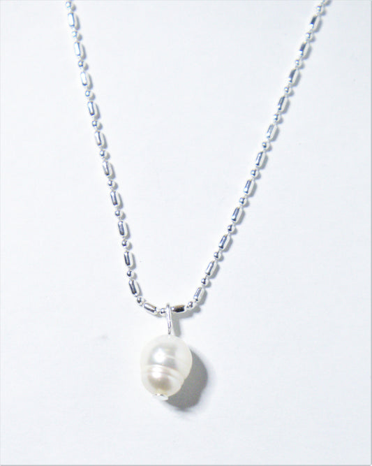 Single White Baroque Pearl Necklace 5-7 mm