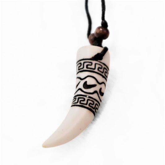 Kahoa Bone Pendant with Tongan Tribal Carvings