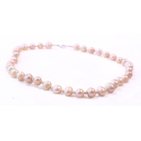 Cultured Soft Pink Baroque Pearl Necklace 9-11 mm