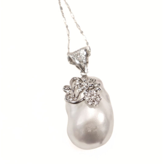 Cultured White Baroque Pearl Necklace