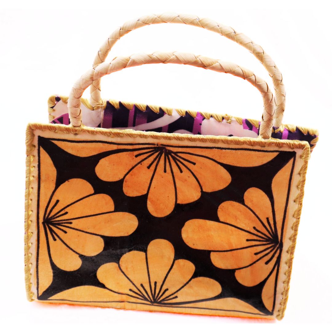 Handcrafted Tapa Handbag (Decorated with Cord & Coconut Shell)