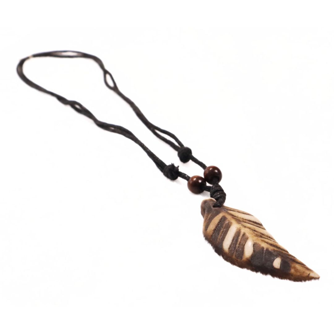 Carved Leaf (Kahoa Bone) Pendant