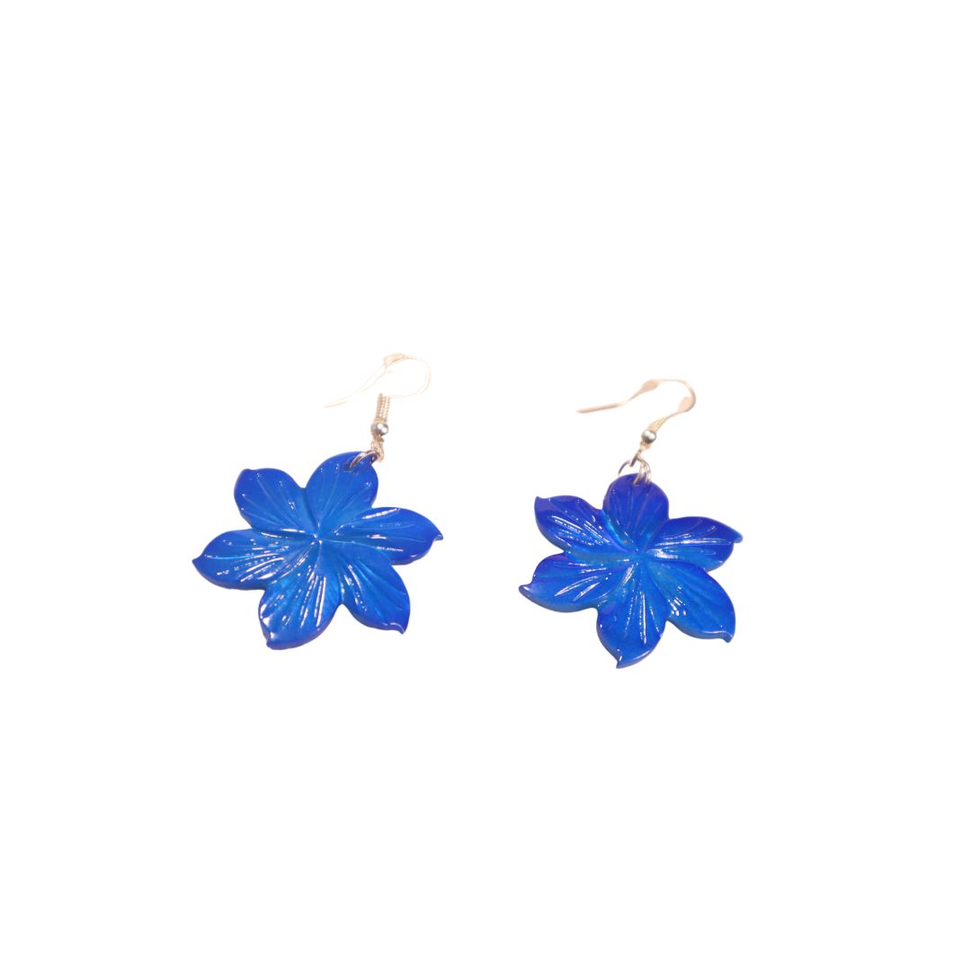 Floral Shell Earrings (Red, Pink, Blue & Black)