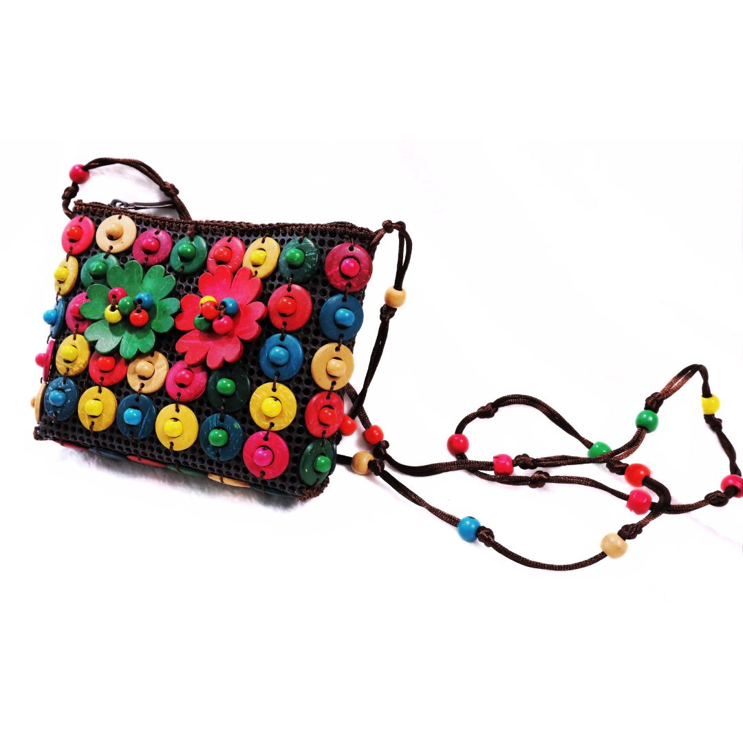 Multi-Coloured Coconut Shell Handbag