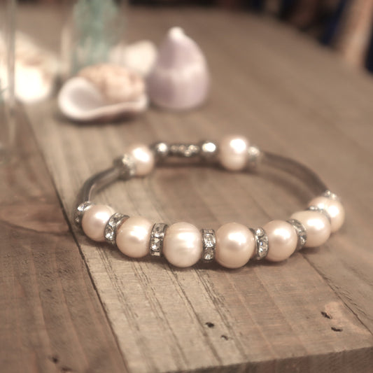 Elegant Cultured Pink Baroque Pearl Bracelet