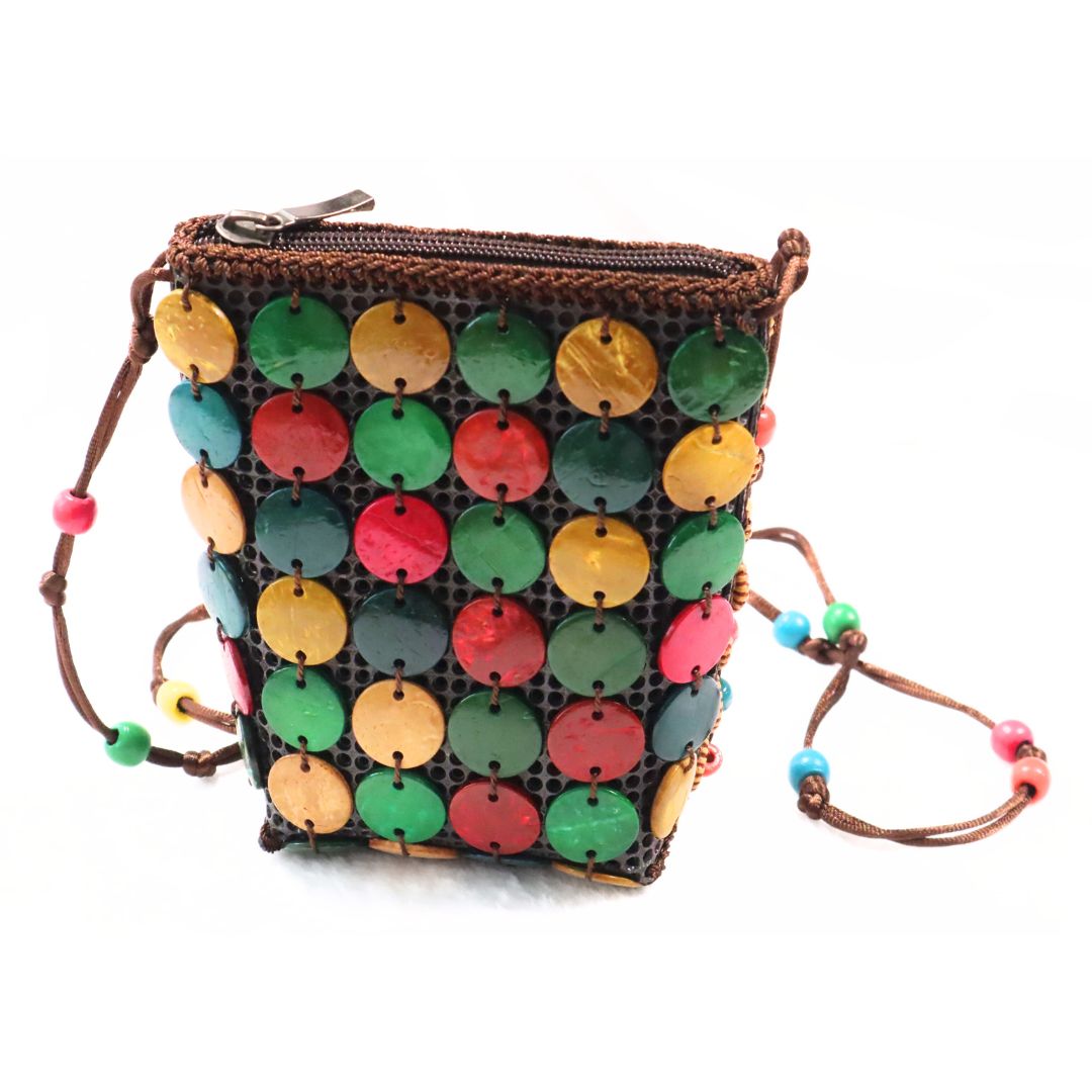 Polished Multi-Coloured Coconut Shell Handbag