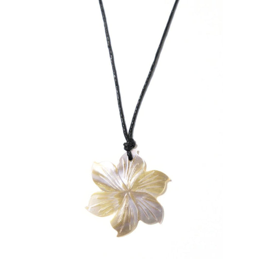 Floral Hand-Carved Shell Necklace